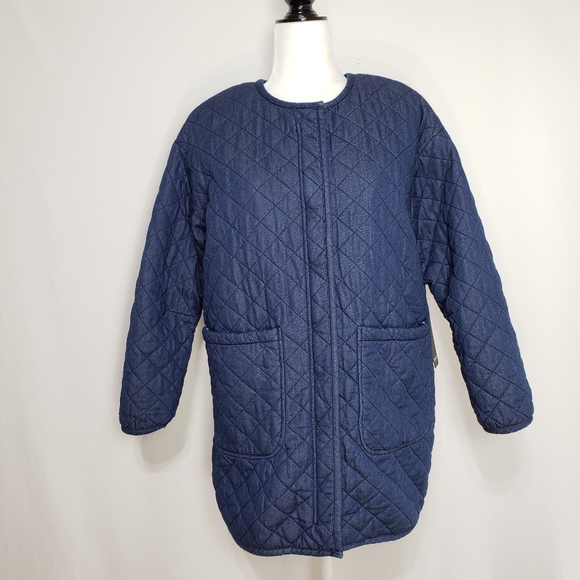 NEW- Forever 21 Quilted Denim Coat - Picture 2 of 5